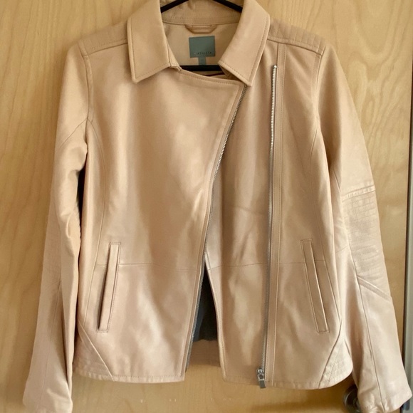 Athleta Jackets & Blazers - ATHLETA LEATHER MOTO JACKET IN SHELL PINK